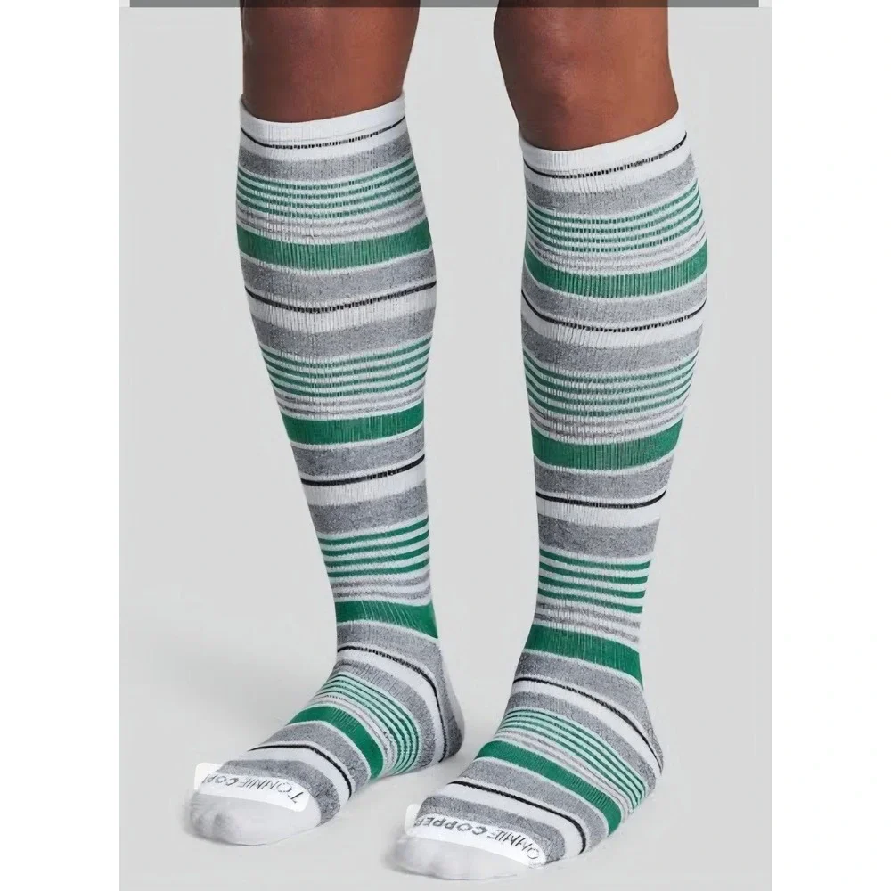 Tommie Copper Mens 4 Pack Compression Over the Calf Socks Striped Multi Color